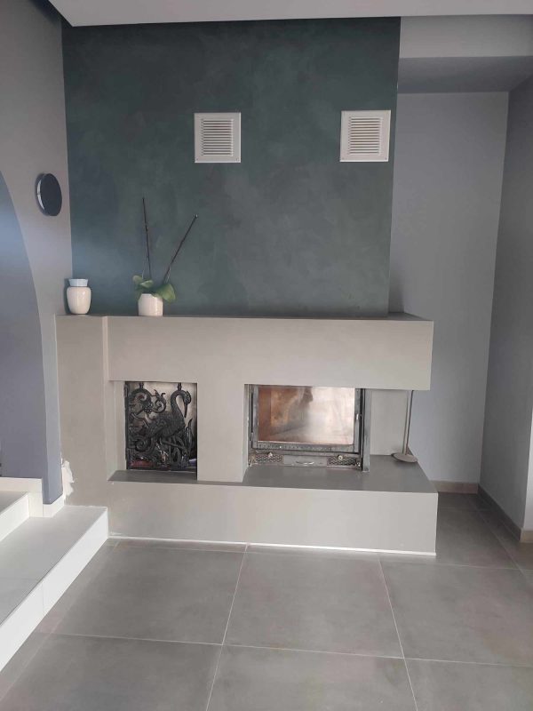 πατητή τσιμεντοκονία σε τζάκι